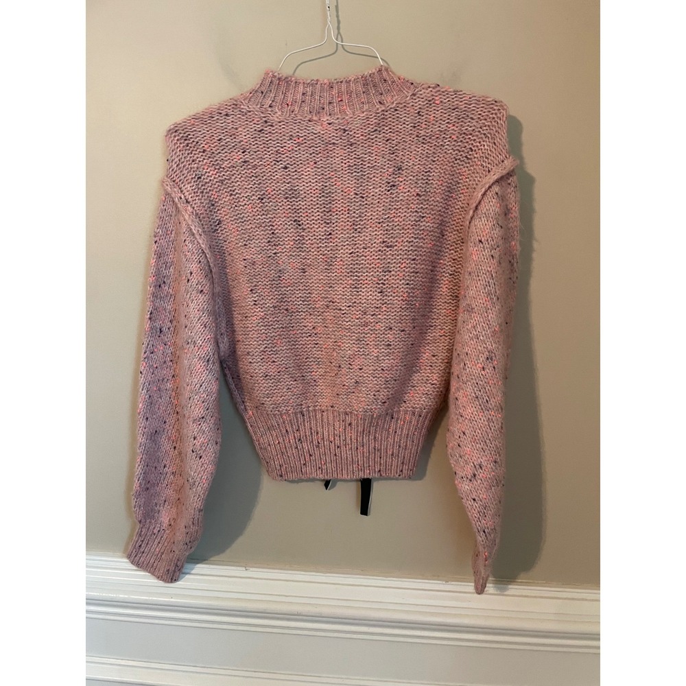 Kimchi Blue Pink Confetti Heart Ribbon Bow Cropped Sweater XS Coquette‎ Ballet - Picture 2 of 8